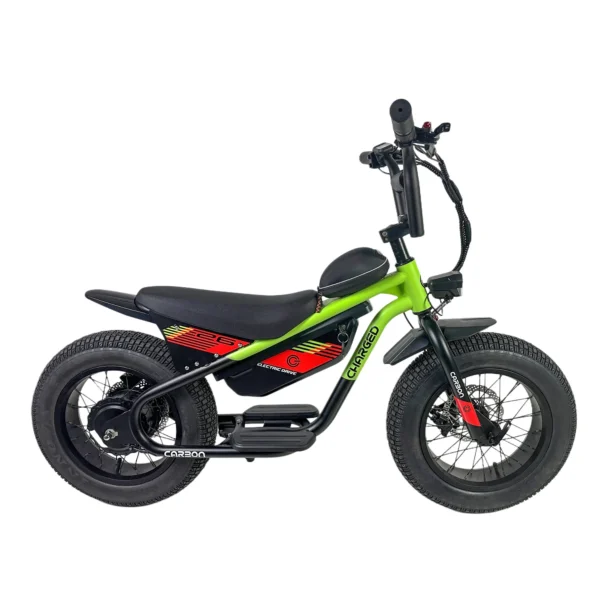Carbon Charged 2026 Model Kids Electric Bike - Green